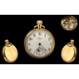 American Watch Company Waltham 9ct Gold Open Faced Pocket Watch ( Key-less ) Signed to Movement and