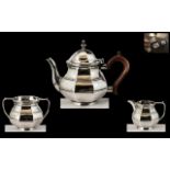 Mid Victorian Period 3 Piece Sterling Silver Bachelors Tea Service.