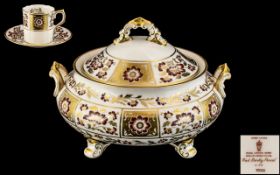 Royal Crown Derby 'Red Derby Panel' Lidded Tureen raised on four feet, approx.