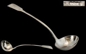 Irish Silver Interest. Superb Mid 19th Century Large Sterling Silver Ladle. Length 13.5 Inches - 33.