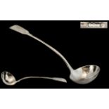 Irish Silver Interest. Superb Mid 19th Century Large Sterling Silver Ladle. Length 13.5 Inches - 33.