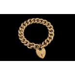 Edwardian Period Superb Quality 9ct Rose Gold Curb Bracelet with Embossed Decoration to Each Link,