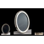 Queen Elizabeth II Oval Shaped Sterling Silver Photo Frame - For Desk on Table.