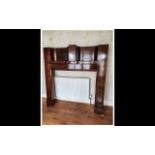 Art Deco Mahogany Fireplace Surround with a Top Shelve In Traditional Deco Shape. 61 Inches High &