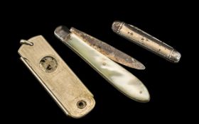 Silver and Mother of Pearl Handle Fruit Knife, hallmarked Birmingham 1911, makers mark TM,