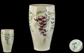 William Moorcroft Signed Vase Made For Liberty & Co, Decorated with the Wisteria Design on a White