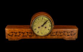 Wooden Art Deco Style Mantel Clock 1950s vintage made in USSR by Yantar, for spares or repairs.