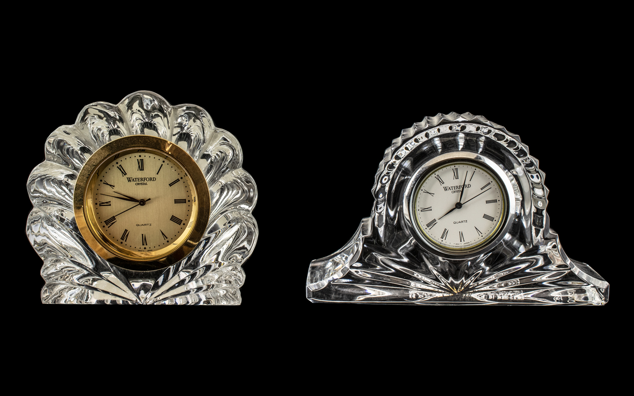 Two Waterford Quartz Crystal Clocks,