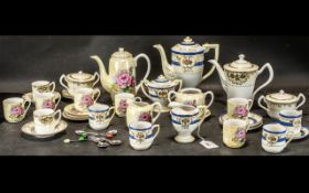 A Collection of Three Part Tea Sets to include, Meito China hand painted saucer x4 with two cups,