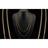 A Fine Quality Pair of Solid 9ct Gold Box-Chains of Attractive Form. Both Chains Marked for 9ct.