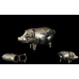 Antique Novelty Vesta Case in the Form of a Pig, a rare novelty piece,