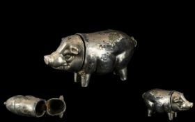 Antique Novelty Vesta Case in the Form of a Pig, a rare novelty piece,