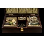 Jewellery Box & Collection of Quality Costume Jewellery, comprising brooches, chains, bracelets,