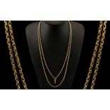 Victorian Period 1837 - 1900 Superb Quality 9ct Gold Long Muff Chain, Stamped for 9ct Gold.