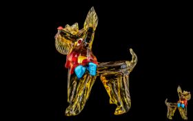 Murano 1970's Large Novelty Multi-Colour Glass Figure of A Scottish Terrier.