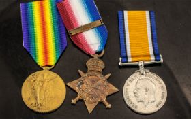 WWI Medal Trio, 6744 PTE M. TAYLOR 2nd Btn South Lancs Rgt.