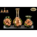 Moorcroft - Trio of Tubelined Small Vases - Various Shapes / Sizes.