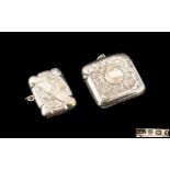 Antique Period Sterling Silver Vesta Case, Engraved Floral Decoration to Both Sides of Case,
