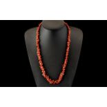 1920s/30s Mediterranean Coral Necklace of Natural Form, a graduated necklace, 24 inches (app.