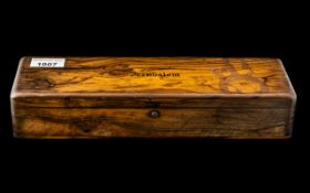 Jerusalem Antique Olive Wood Lidded Glove Box. Size 12 x 3.5 Inches.