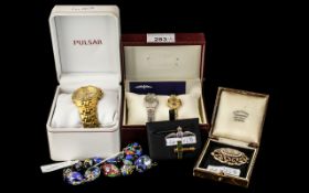 A Collection of Costume Jewellery to include a gents Pulsar chronograph wristwatch,