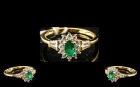 Emerald Solitaire Halo Ring, an emerald