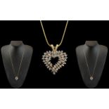 Attractive 9ct Gold Heart Shaped Diamond