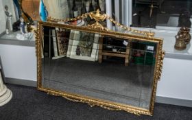 Decorative Over Mantle Mirror, bevelled