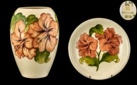 Moorcroft Two Pieces of Coral Hibiscus o