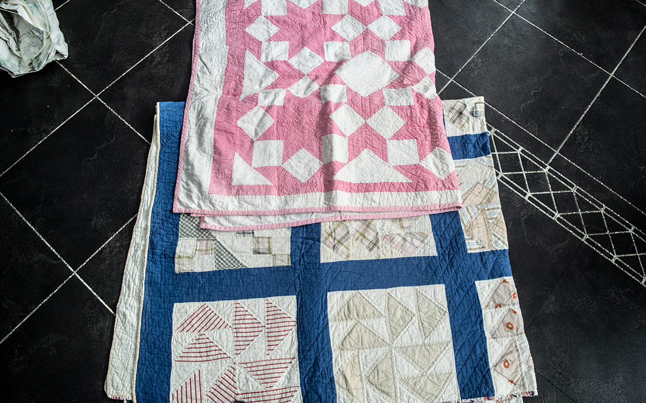 Two Antique Quilts, one measures approx - Image 2 of 2