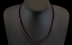Red Garnet Bead Necklace, 60cts of facet