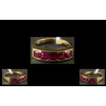 Asscher Cut Ruby Band Ring, a row of fiv