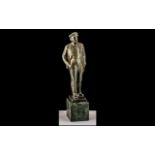 Russian Bronzed Figure of Lenin, square