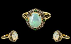 Opal and Emerald Halo Ring, a wonderfull