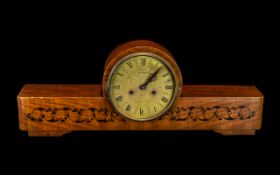 Wooden Art Deco Style Mantel Clock 1950s