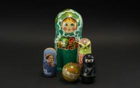 Collection of Russian Bubushka Matryoshka Hand Painted Dolls,