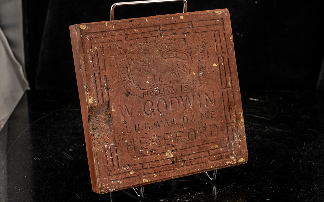 Godwin Large Encaustic Tile with a Pugin design, c1870, impressed to the back 'W.Godwin - - Image 2 of 3