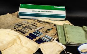 Medical Interest - Military Doctors Scalpel Set in Leather Pouch, boxed sphygmonometer,