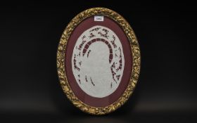 Finely Worked Panel depicting Mary, in an oval gilt frame, 17 inches (app.42.