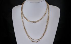 Edwardian Period Wonderful 15ct Gold Extra Long Fancy Link Muff Chain.