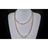 Edwardian Period Wonderful 15ct Gold Extra Long Fancy Link Muff Chain.