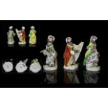 Meissen Early 20thC Hand Painted Trio of Wonderful Monkey Band Porcelain Figures ( 3 ) In Total.