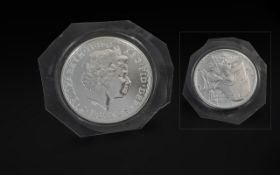 United Kingdom 1 oz Fine Silver Britannica Proof Struck 2 Pound Coin - Date 2003. Silver Purity .