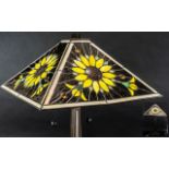 A Table Lamp with Tiffany Style Glass Shade, sunflower decoration,