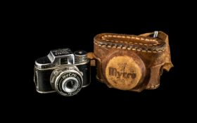 Miniature Spy Camera in Original Brown Leather Case; Mycro -Patents, Made in Japan, Sanwa Co.Ltd.