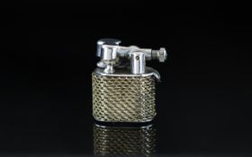 Very Unusual Miniature Chrome Plated Petrol Cigarette Lighter, with a mesh covered body.