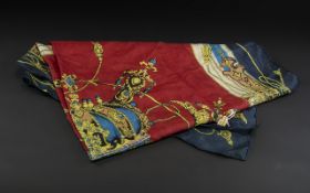 100% Silk Square Scarf, printed with a Royal Crown and Batons,