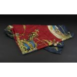 100% Silk Square Scarf, printed with a Royal Crown and Batons,