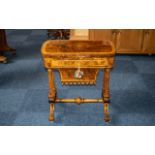 Victorian Ladies Burr Walnut Work and Games Table of fine quality,