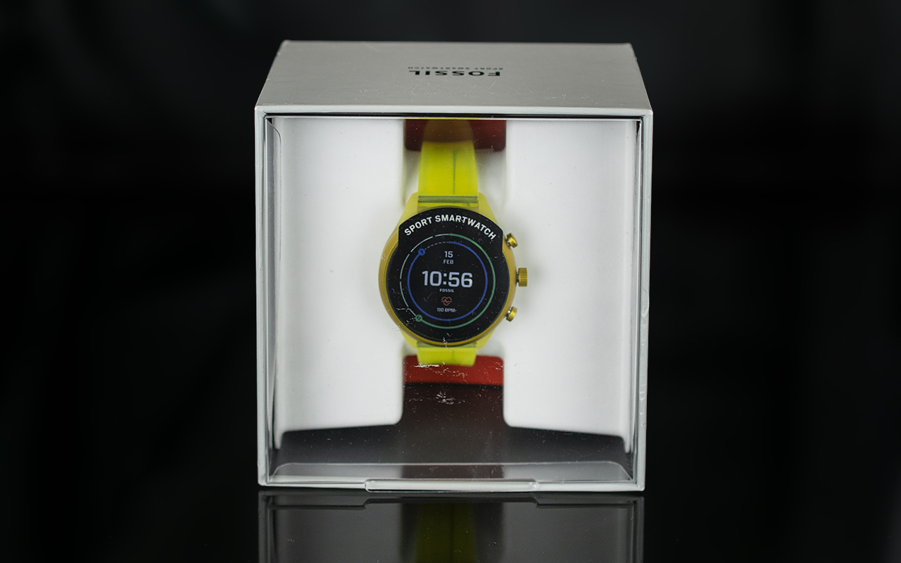 Fossil - Model DW9F1 Ultra - Lightweight Touchscreen Sports Smart Watch with Yellow Strap.